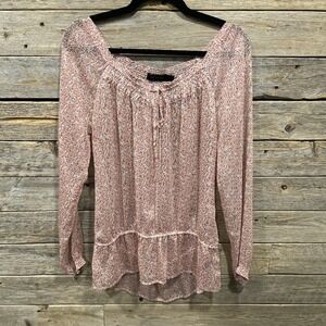 The Limited Blouse Women's Size‎ Small Pink On Off the Shouder Sheer Floral Tie